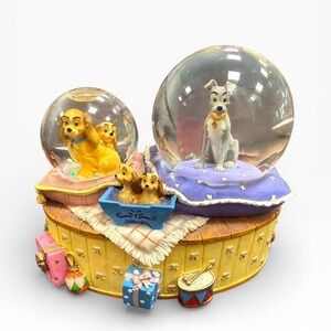 Disney Lady and the Tramp Musical Snow Globe Enesco Fur Elise Christmas Vintage